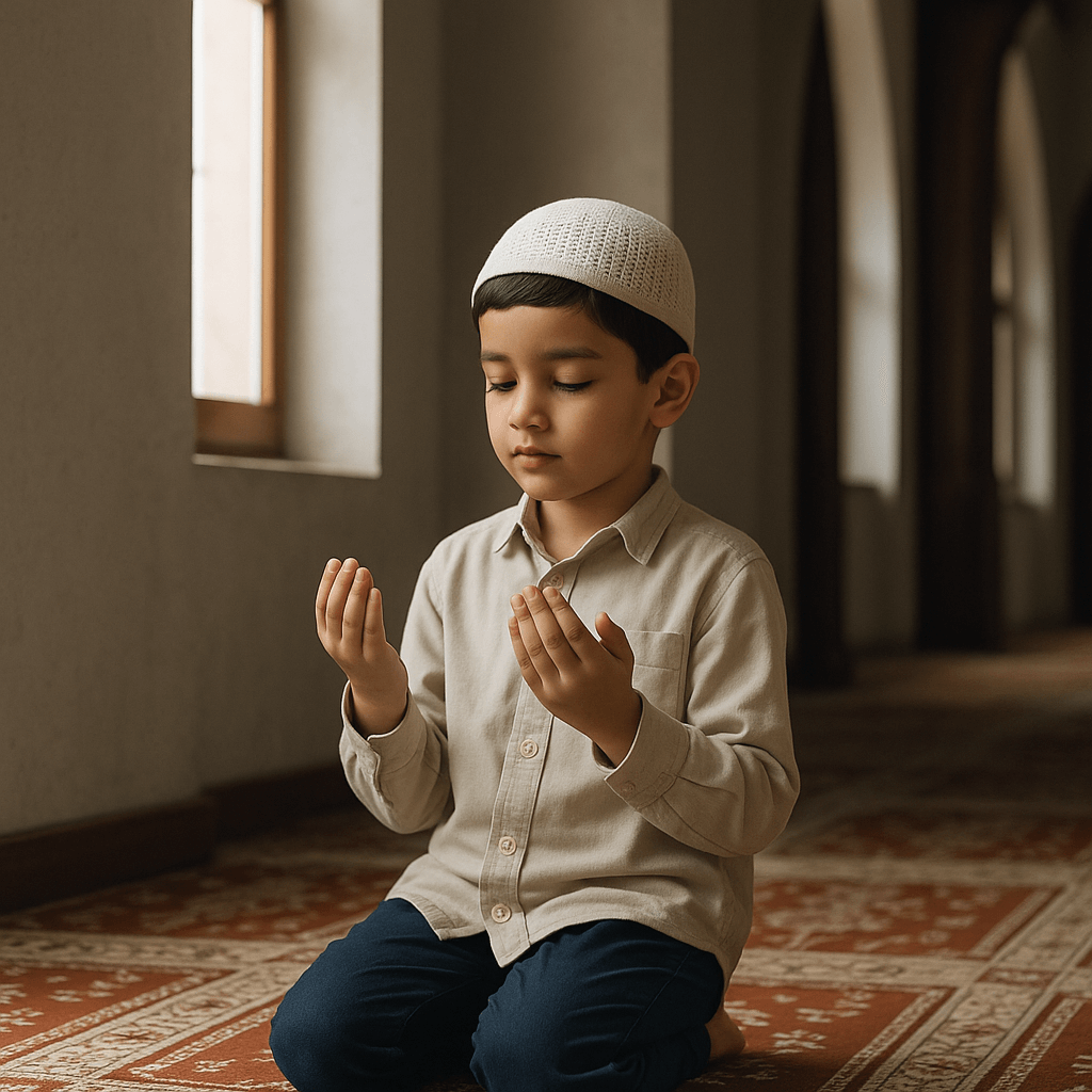 মসজিদে শিশু নামাজ পড়ছে