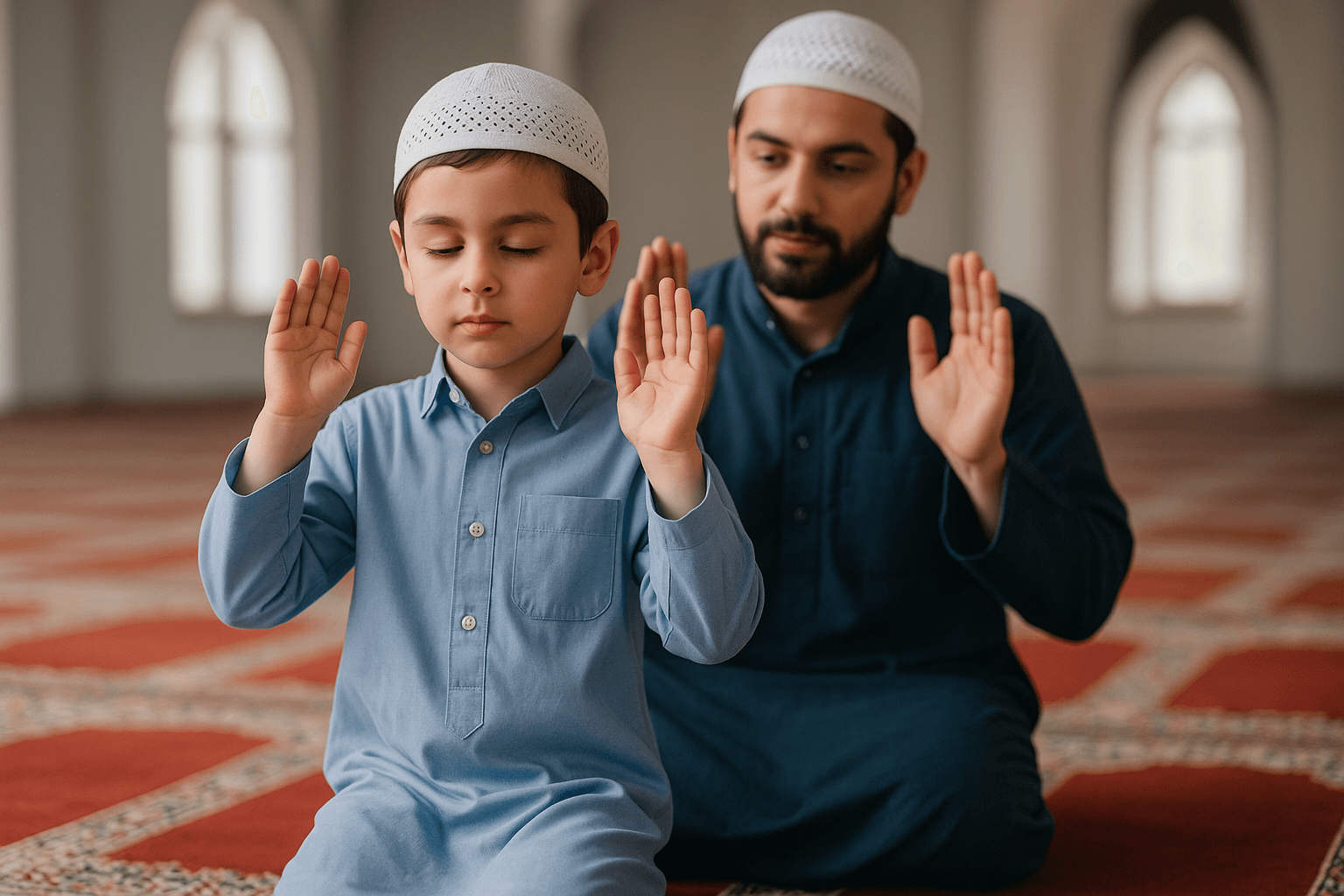 বাচ্চাদের নামাজ শেখার দৃশ্য